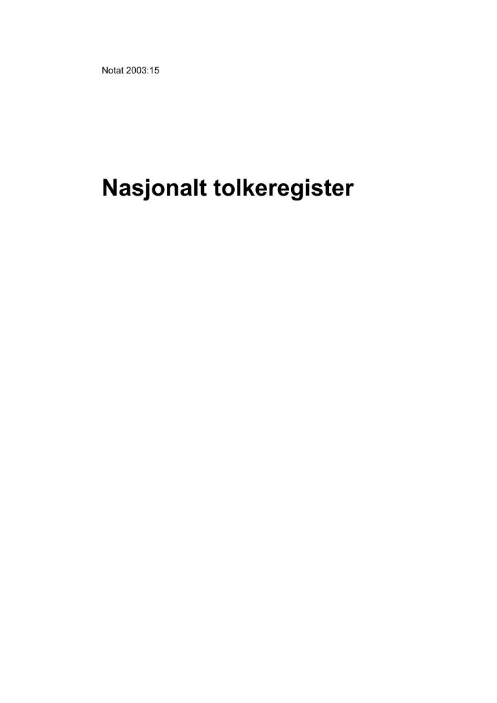 Forsiden av dokumentet Nasjonalt tolkeregister