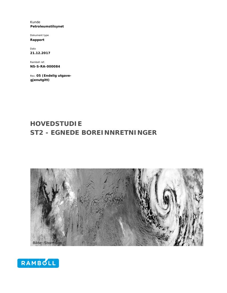 Forsiden av dokumentet Hovedstudie ST2 - Egnede Boreinnretninger