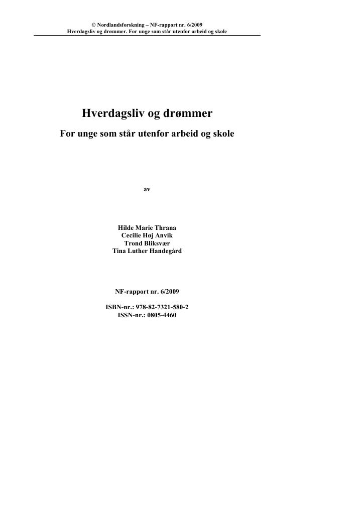 Forsiden av dokumentet Hverdagsliv og drømmer