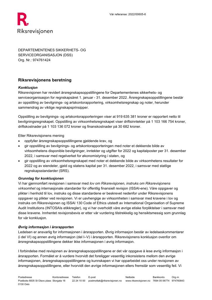 Forsiden av dokumentet Revisjonsberetning (pdf) 2024