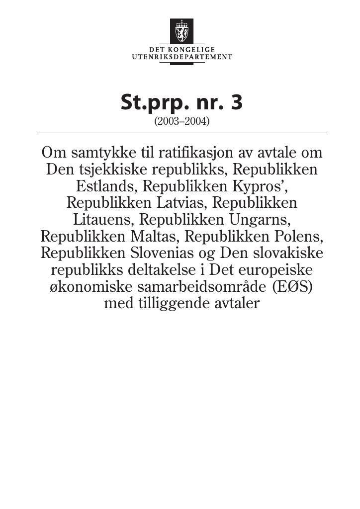 Forsiden av dokumentet St.prp. nr. 3 (2003-2004)