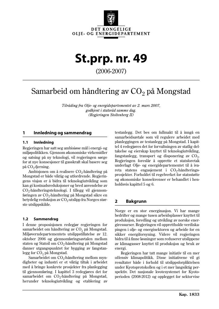 Forsiden av dokumentet St.prp. nr. 49 (2006-2007)