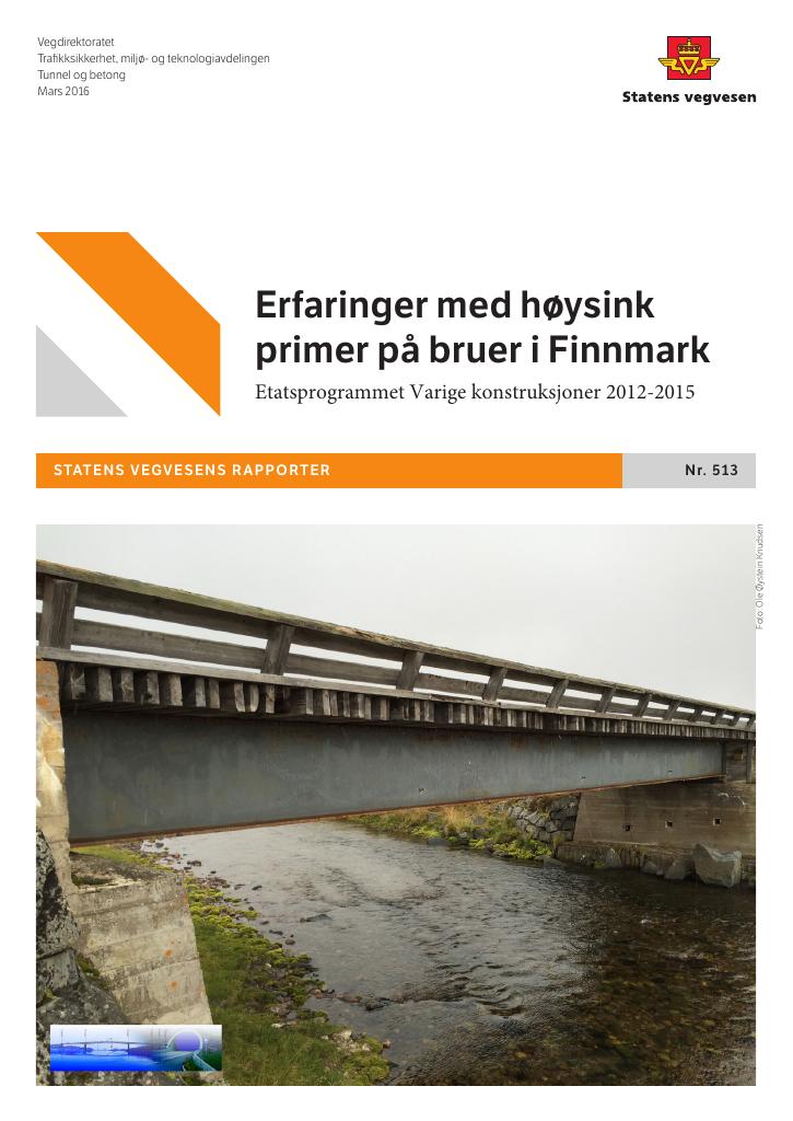 Forsiden av dokumentet Erfaringer med høysink primer på bruer i Finnmark