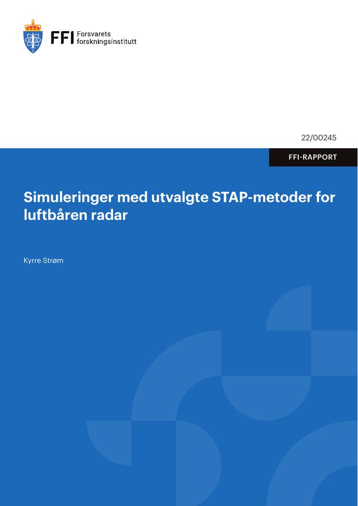 Forsiden av dokumentet Simuleringer med utvalgte STAP : metoder for luftbåren radar