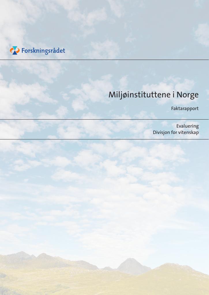 Forsiden av dokumentet Miljøinstituttene i Norge