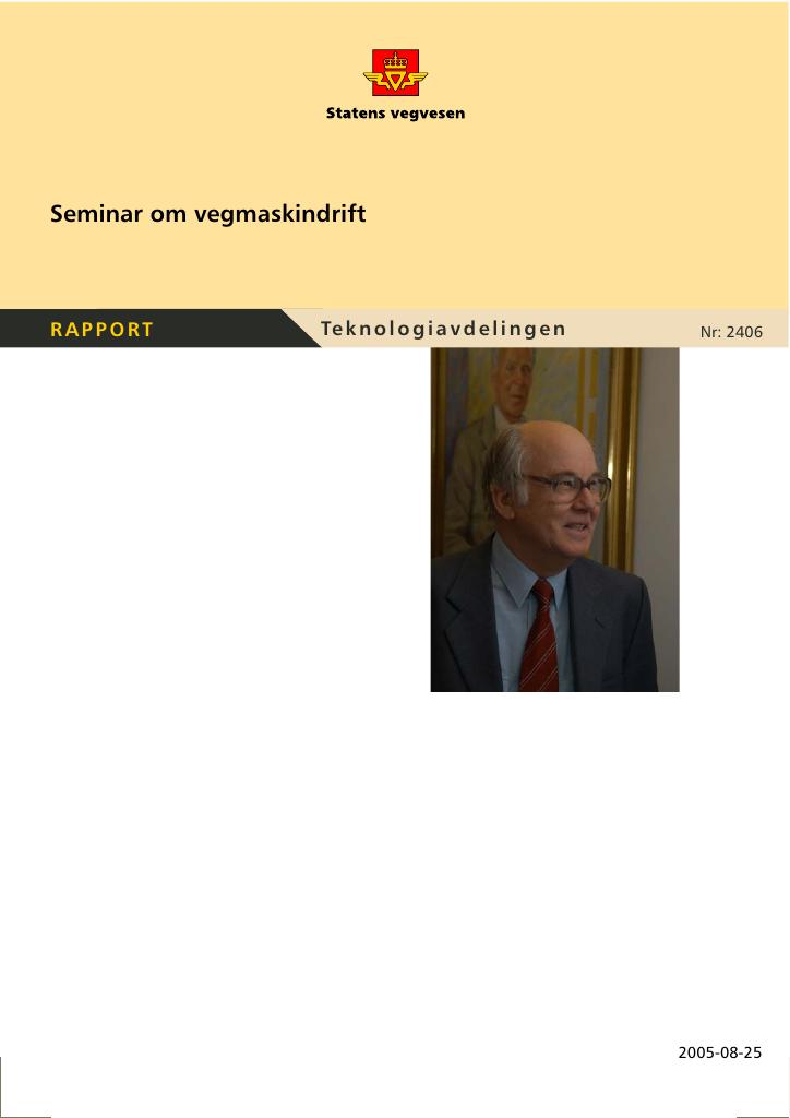 Forsiden av dokumentet Seminar om vegmaskindrift