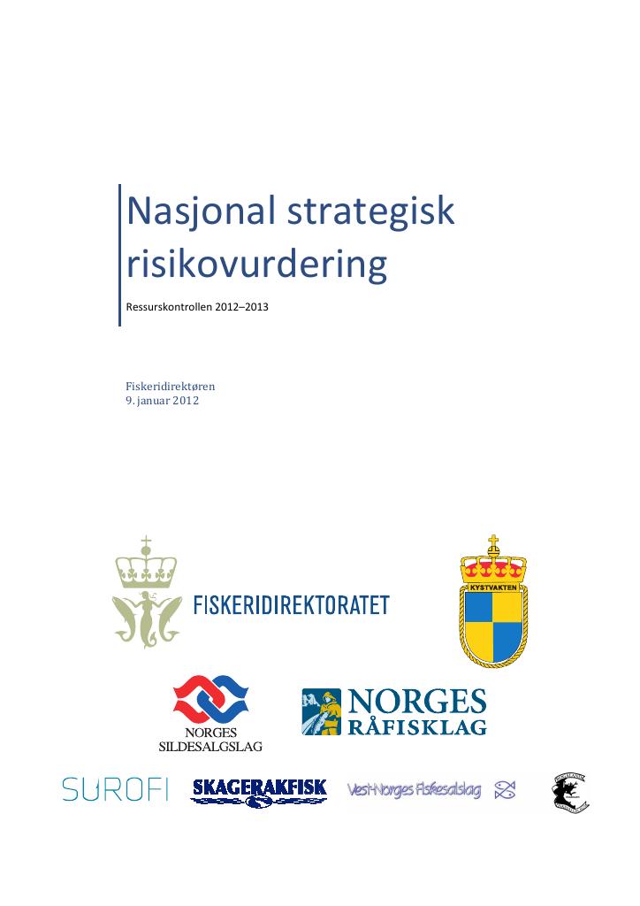 Forsiden av dokumentet Nasjonal strategisk risikovurdering