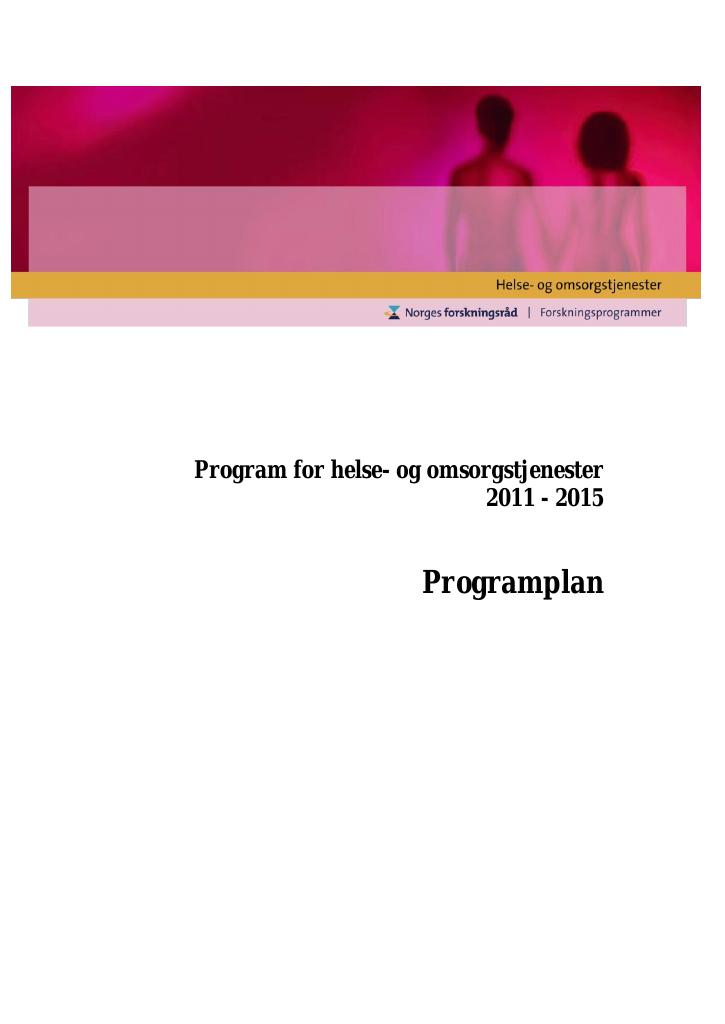 Forsiden av dokumentet Program for helse- og omsorgstjenester 2011-2015