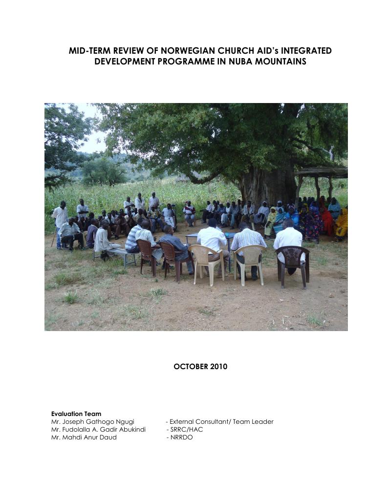 Forsiden av dokumentet Mid-Term review of NCAs Integrated Development Programme in Nuba Mountains