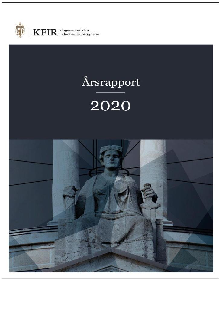 Forsiden av dokumentet Årsrapport Klagenemnda for industrielle rettigheter 2020