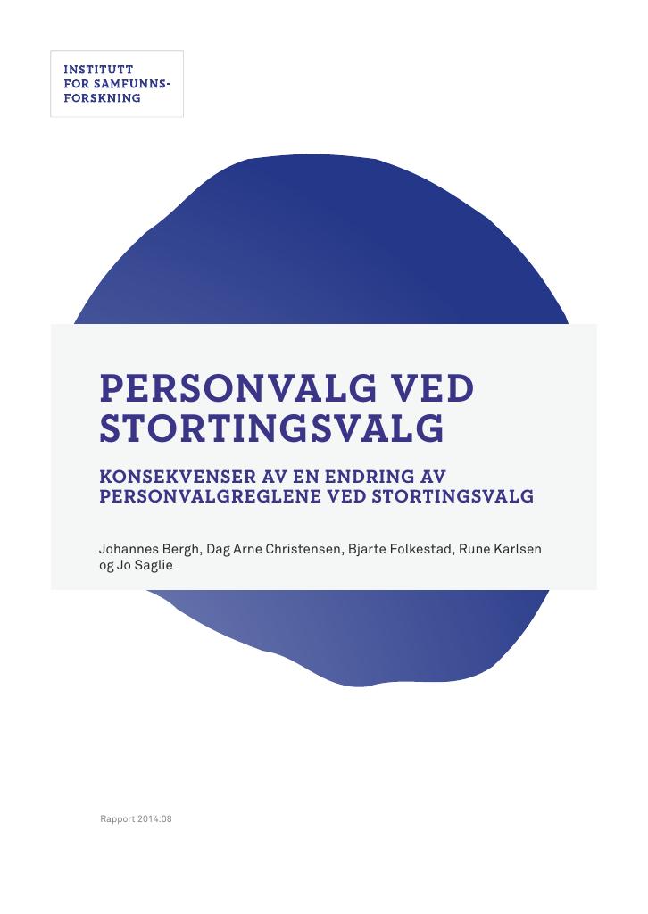 Forsiden av dokumentet Personvalg ved stortingsvalg
