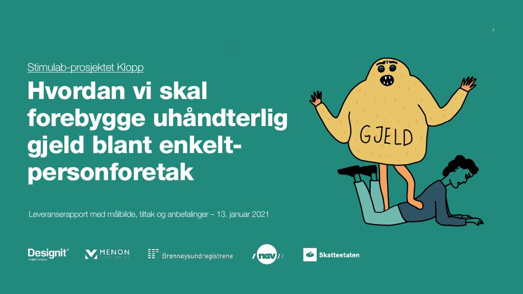 Forsiden av dokumentet Stimulab: Helhetlig tjeneste for forebygging av økonomiske problemer (Klopp)
