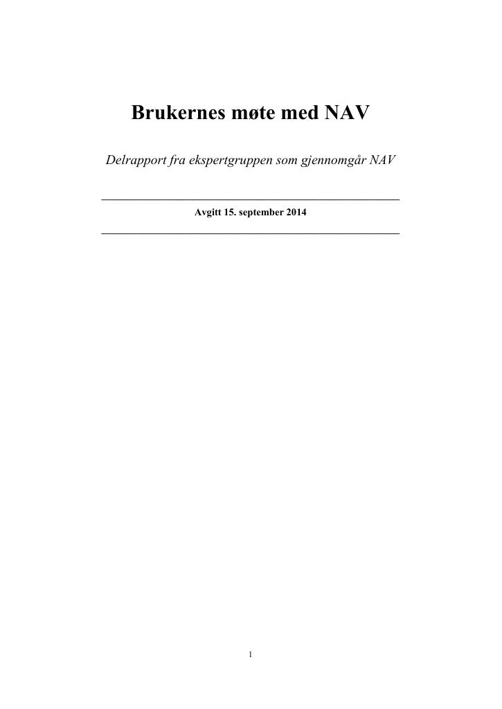 Forsiden av dokumentet Brukernes møte med NAV