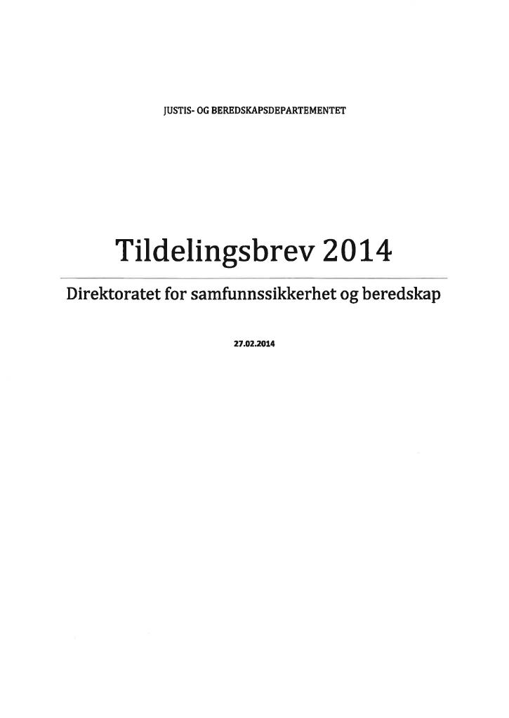 Forsiden av dokumentet Tildelingsbrev (PDF)