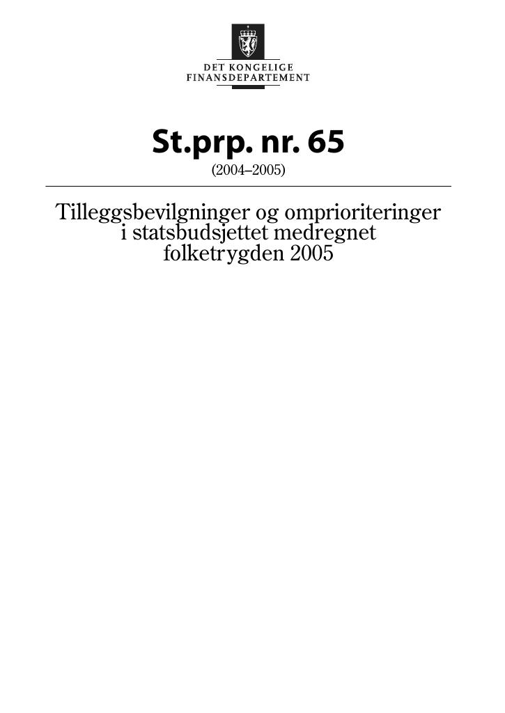 Forsiden av dokumentet St.prp. nr. 65 (2004-2005)