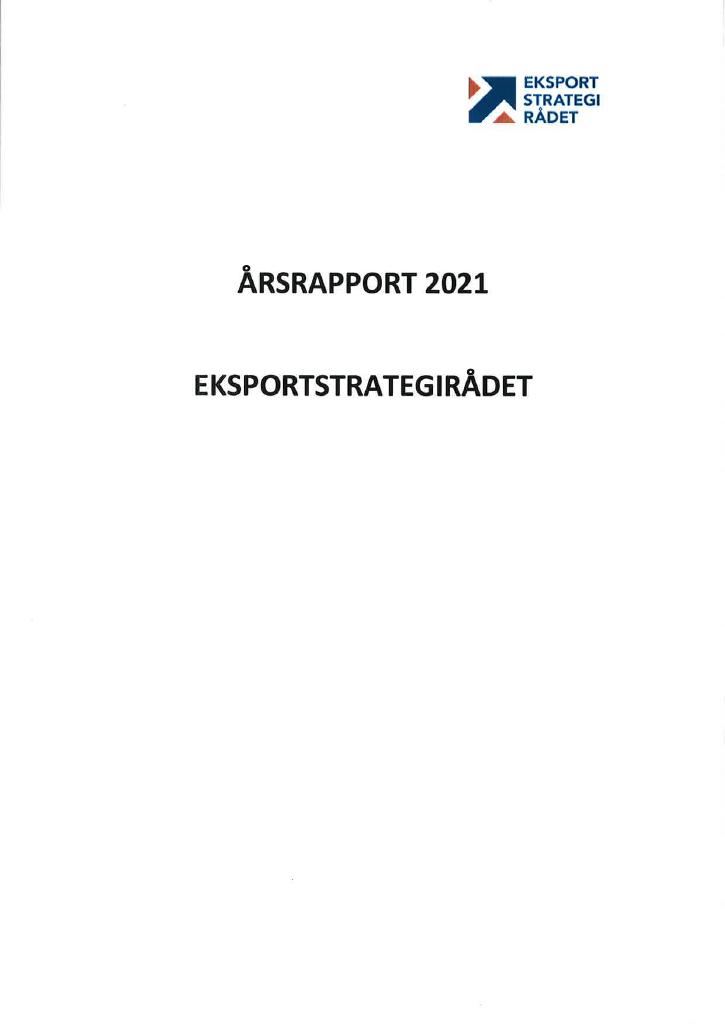 Forsiden av dokumentet Årsrapport Eksportstrategirådet 2021