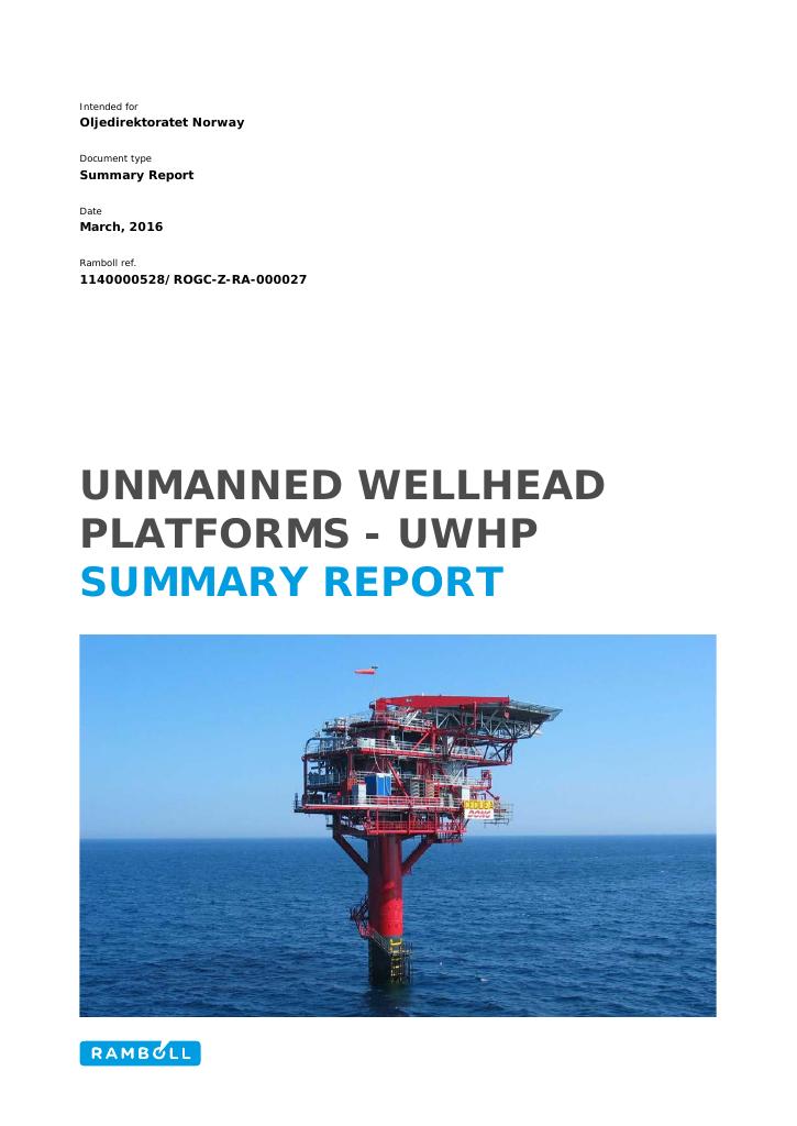 Forsiden av dokumentet Unmanned Wellhead Platforms - UWHP