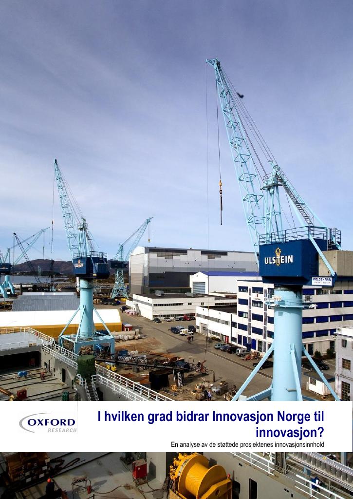 Forsiden av dokumentet I hvilken grad bidrar Innovasjon Norge til innovasjon?