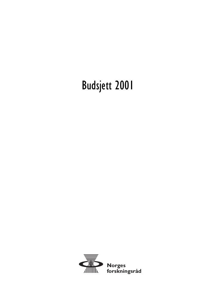 Forsiden av dokumentet Budsjett 2001 - Forskningsrådet