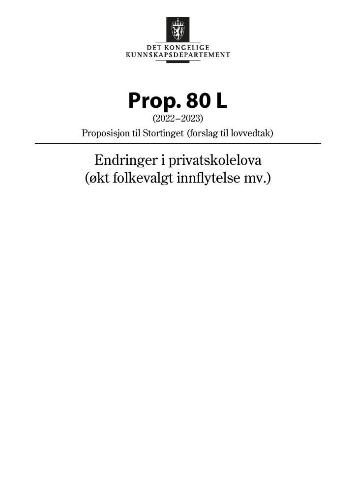 Forsiden av dokumentet Prop. 80 L (2022–2023)