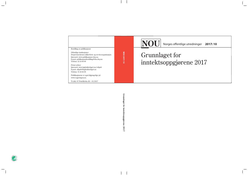 Forsiden av dokumentet NOU 2017: 10 - Grunnlaget for inntektsoppgjørene 2017