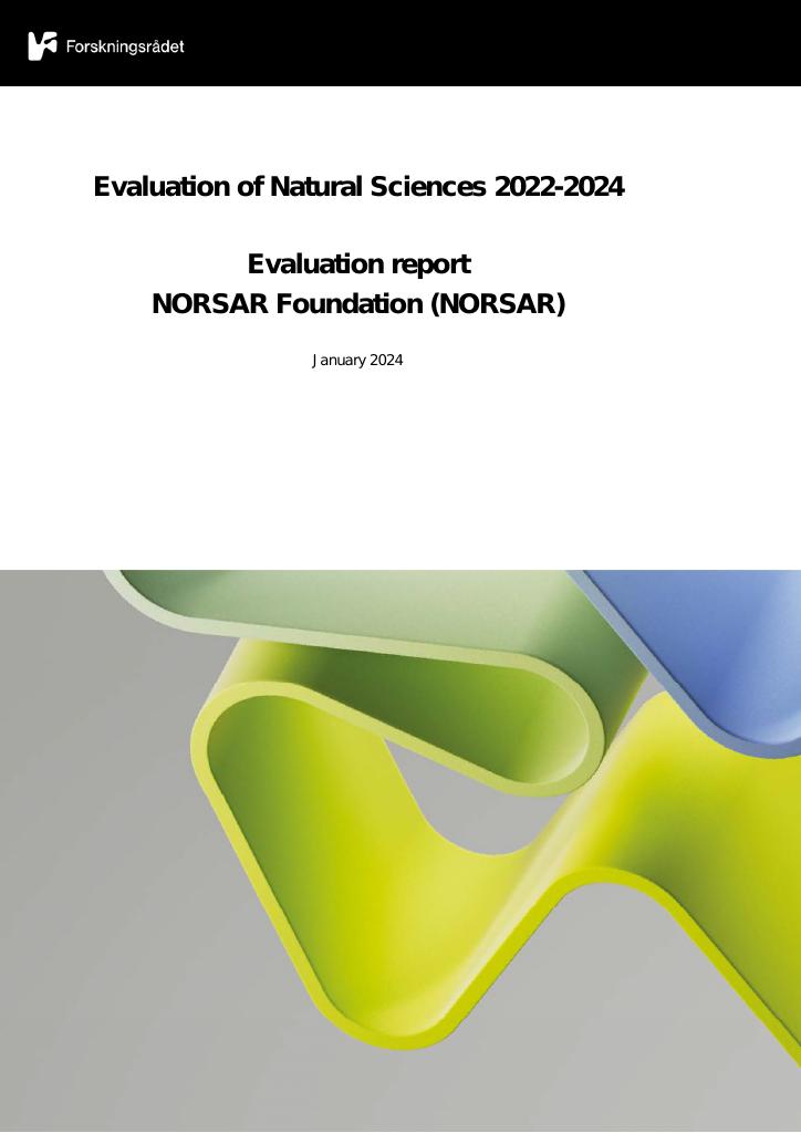Forsiden av dokumentet Evaluation of Natural Sciences 2022-2024 Evaluation report NORSAR Foundation (NORSAR)