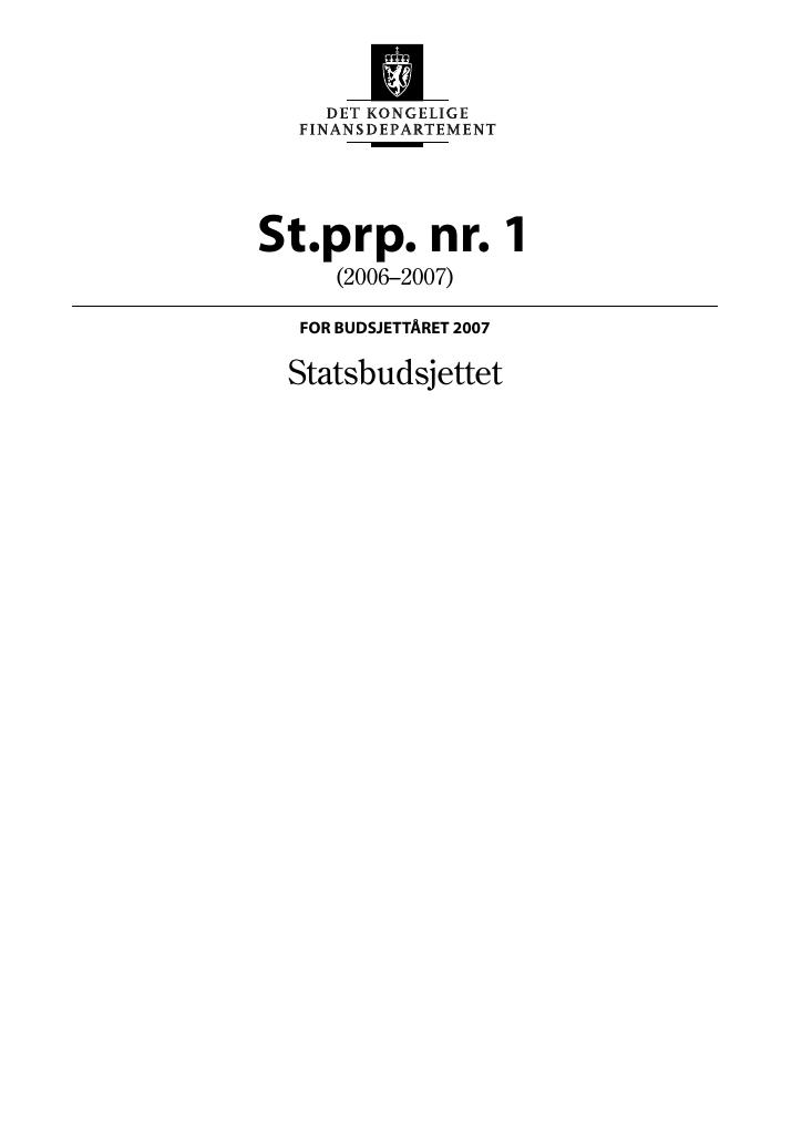 Forsiden av dokumentet St.prp. nr. 1 (2006-2007)