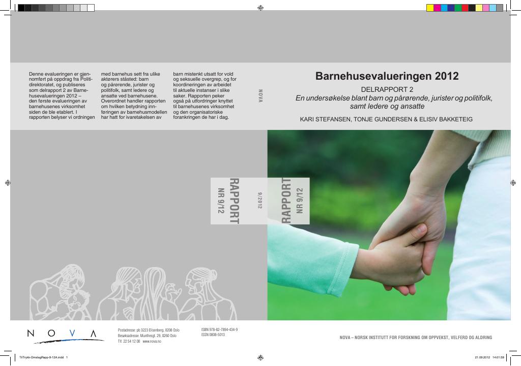 Forsiden av dokumentet Barnehusevalueringen 2012