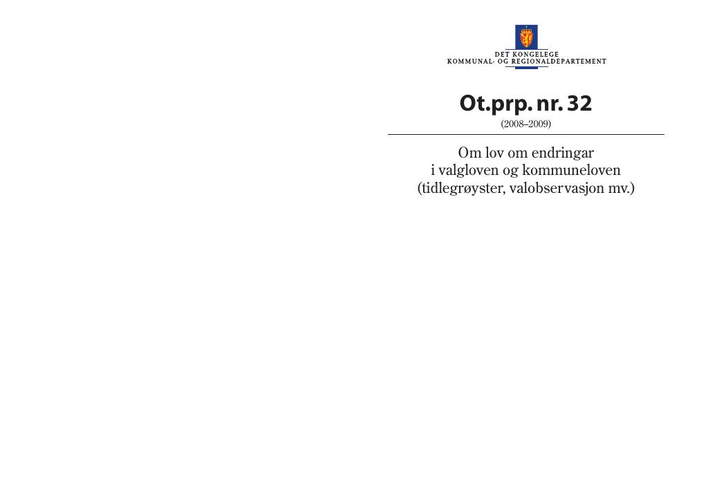Forsiden av dokumentet Ot.prp. nr. 32 (2008-2009)