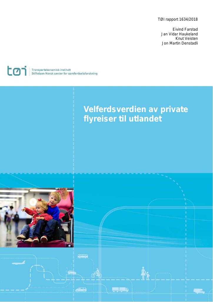 Forsiden av dokumentet Velferdsverdien av private flyreiser til  utlandet