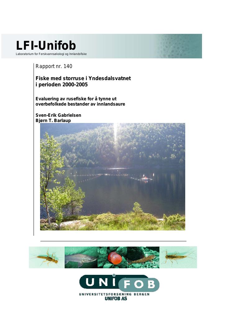 Forsiden av dokumentet Fiske med storruse i Yndesdalsvatnet i perioden 2000-2005