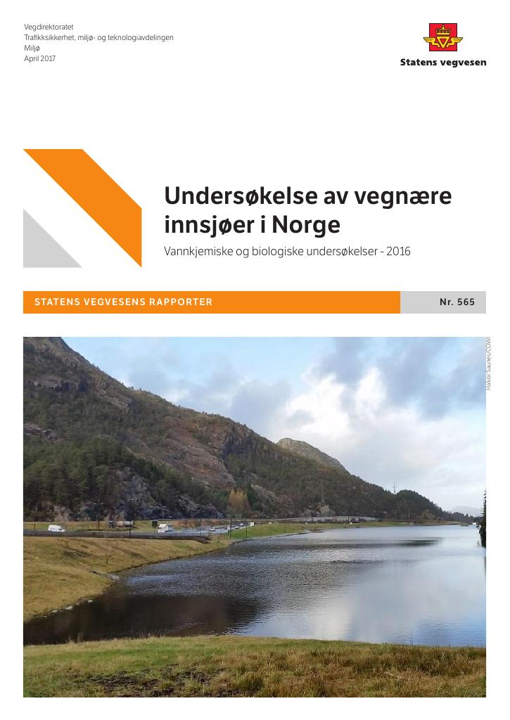 Forsiden av dokumentet Undersøkelser av vegnære innsjøer i Norge