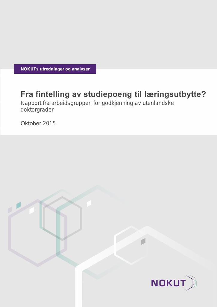 Forsiden av dokumentet Fra fintelling av studiepoeng til læringsutbytte?