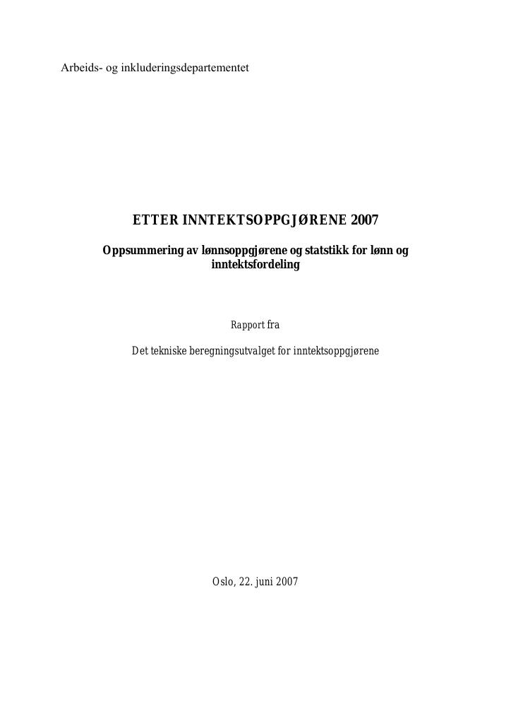 Forsiden av dokumentet Etter inntektsoppgjørene 2007