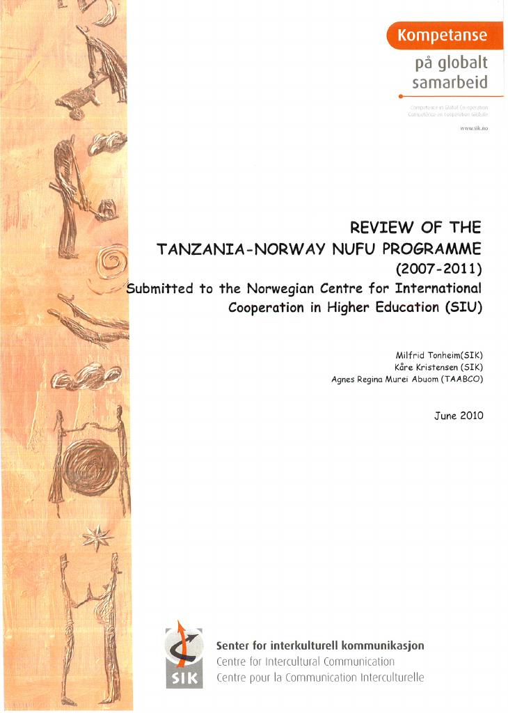 Forsiden av dokumentet Review of the Tanzania-Norway NUFU Programme 2007-2011