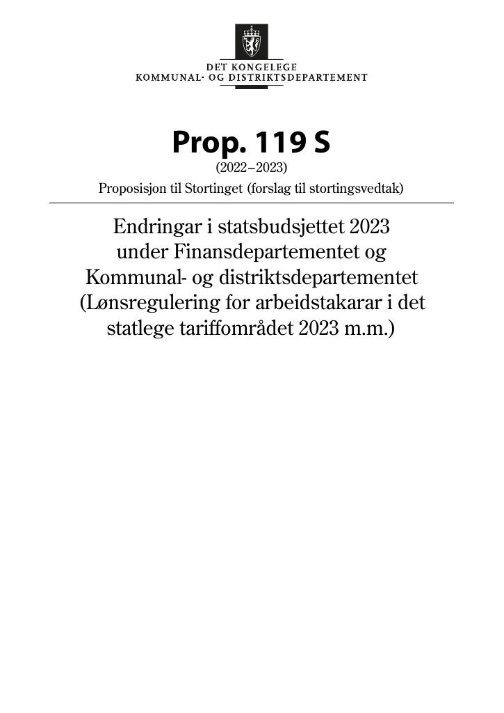Forsiden av dokumentet Prop. 119 S (2022–2023)