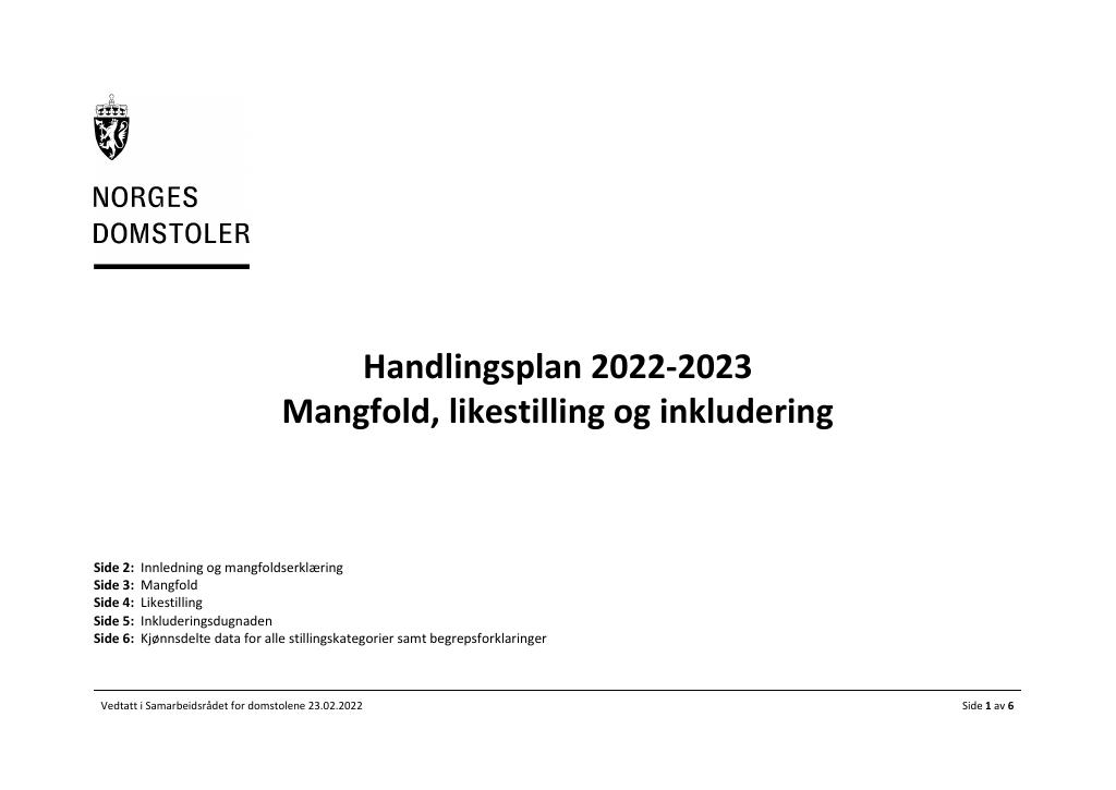 Forsiden av dokumentet Mangfold, likestilling og inkludering