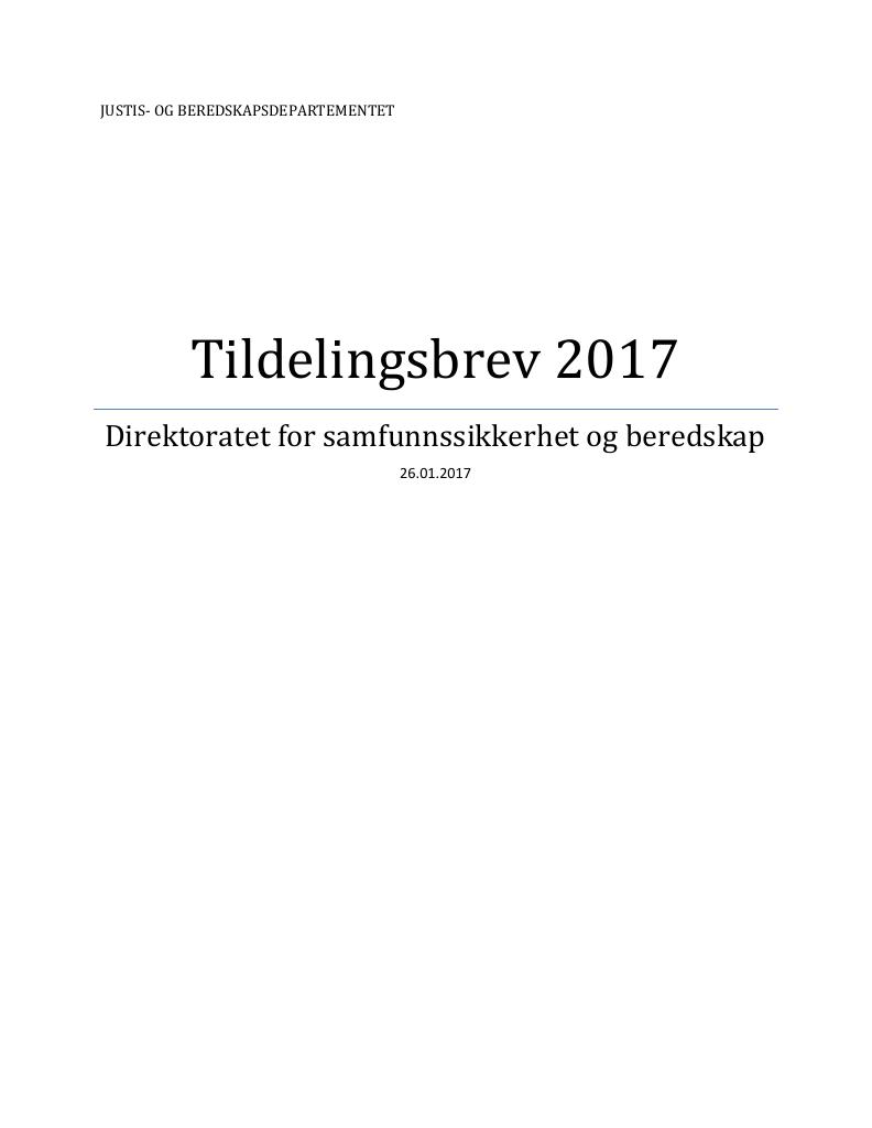 Forsiden av dokumentet Tildelingsbrev (PDF)