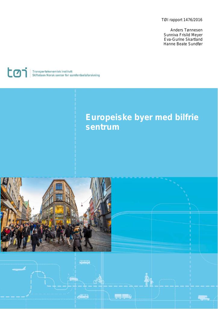 Forsiden av dokumentet Europeiske byer med bilfrie sentrum