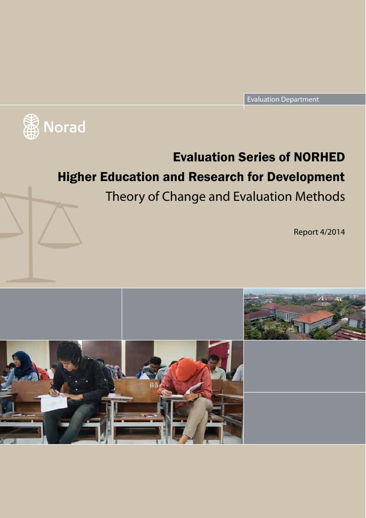 Forsiden av dokumentet Evaluation Series of NORHED: Theory of Change and Evaluation Methods