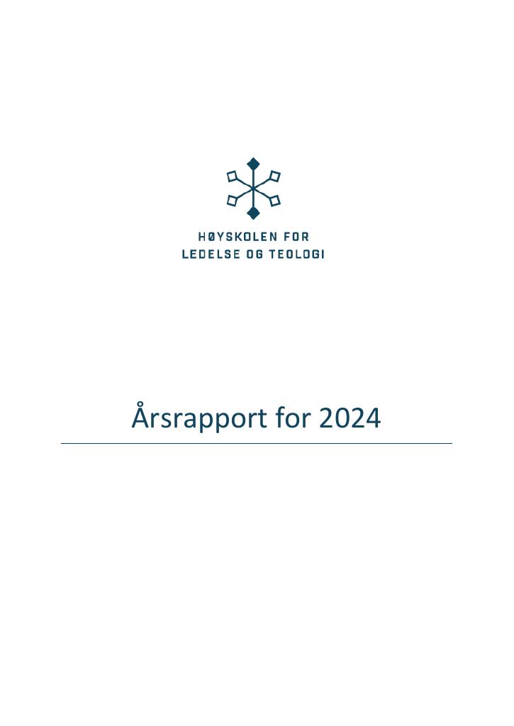 Forsiden av dokumentet Årsrapport Høyskolen for ledelse og teologi 2024