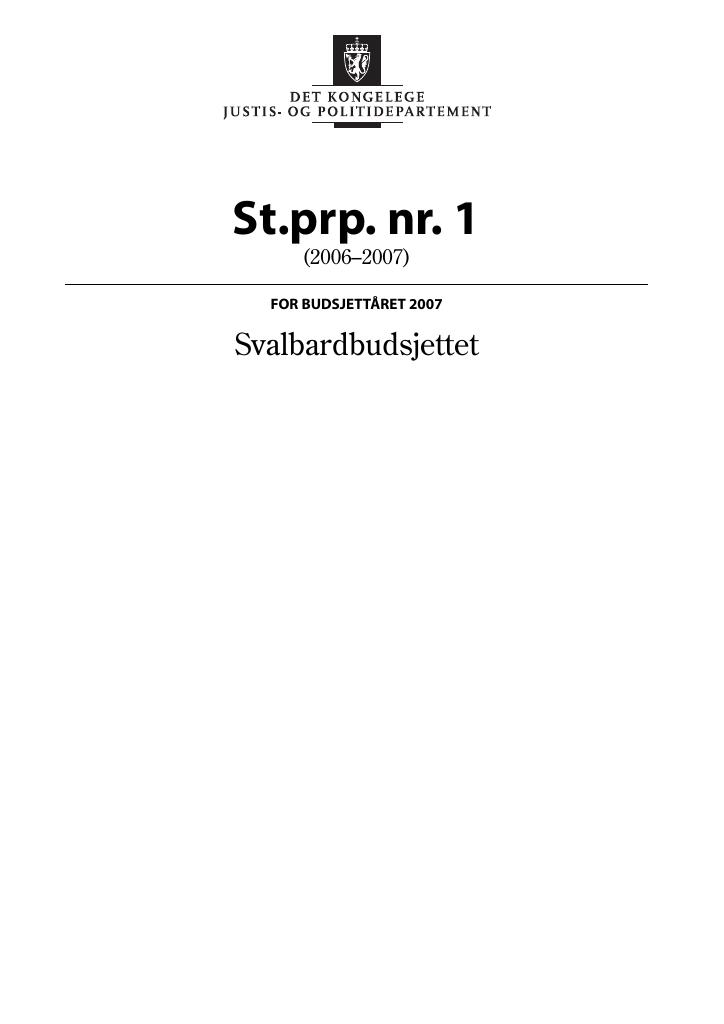 Forsiden av dokumentet St.prp. nr. 1 (2006-2007)