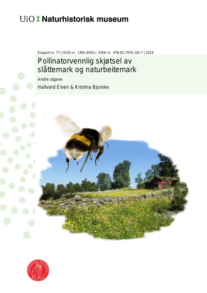 Forsiden av dokumentet Pollinatorvennlig skjøtsel av slåttemark og naturbeitemark