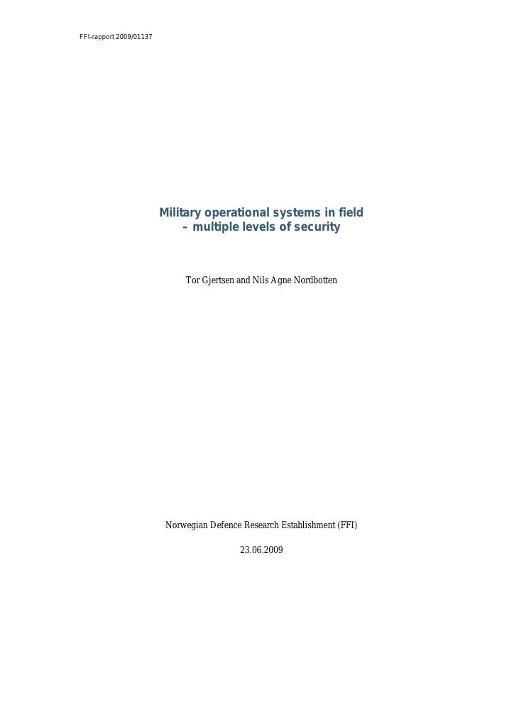 Forsiden av dokumentet Military operational systems in field - multiple levels of security