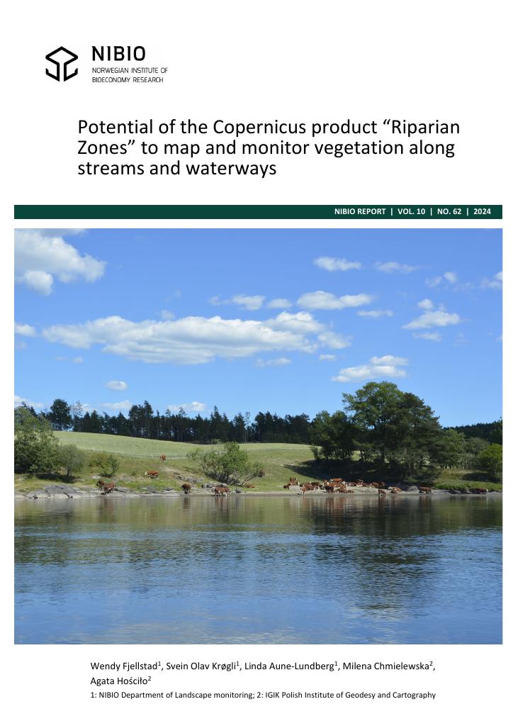 Forsiden av dokumentet Potential of the Copernicus product “Riparian Zones” to map and monitor vegetation along streams and waterways