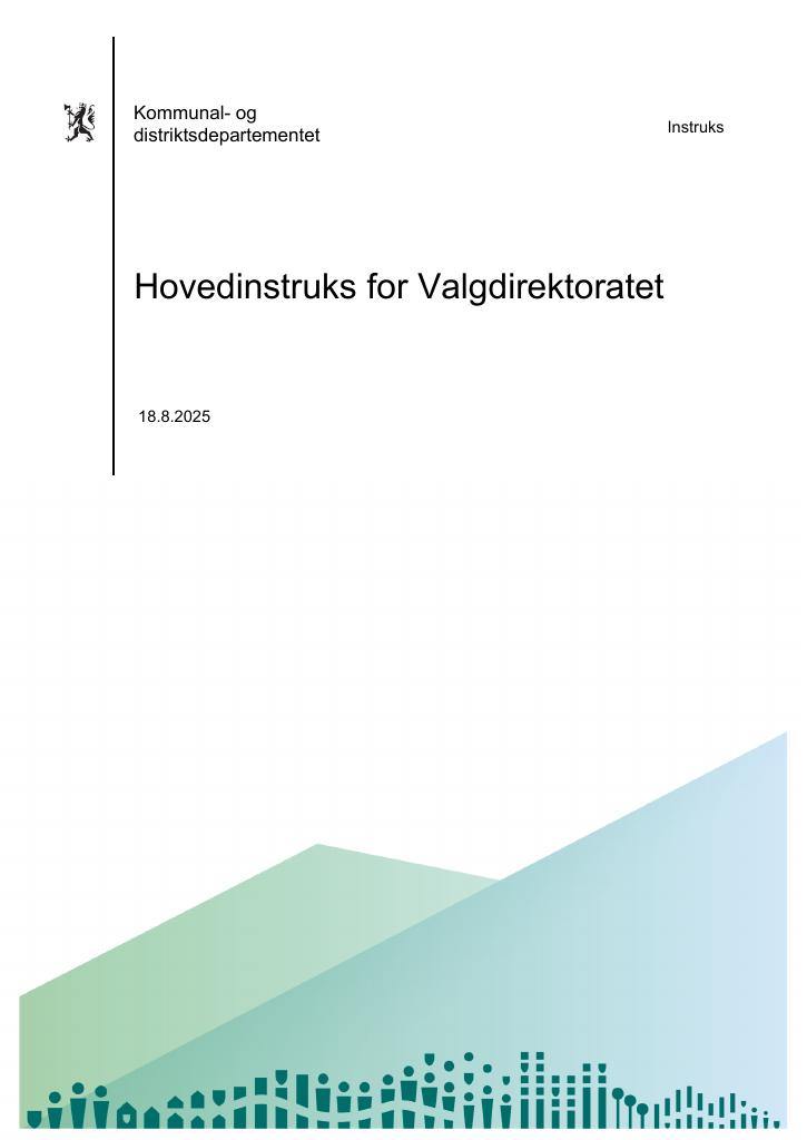 Forsiden av dokumentet Hovedinstruks for Valgdirektoratet 2025