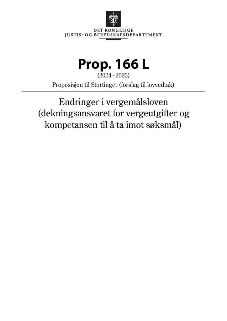 Forsiden av dokumentet Prop. 166 L (2024–2025)