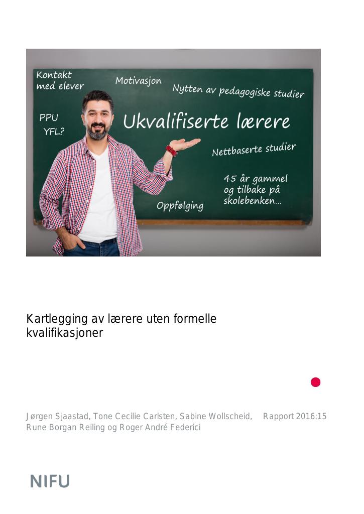 Forsiden av dokumentet Kartlegging av lærere uten formelle kvalifikasjoner