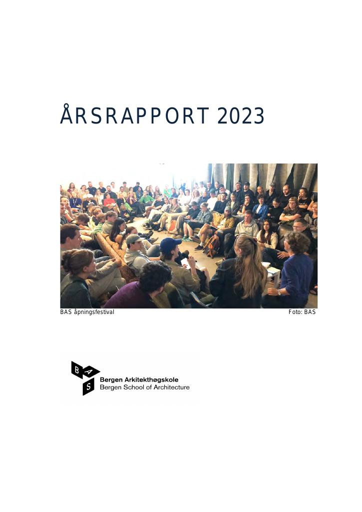 Forsiden av dokumentet Årsrapport Bergen Arkitekthøgskole 2023