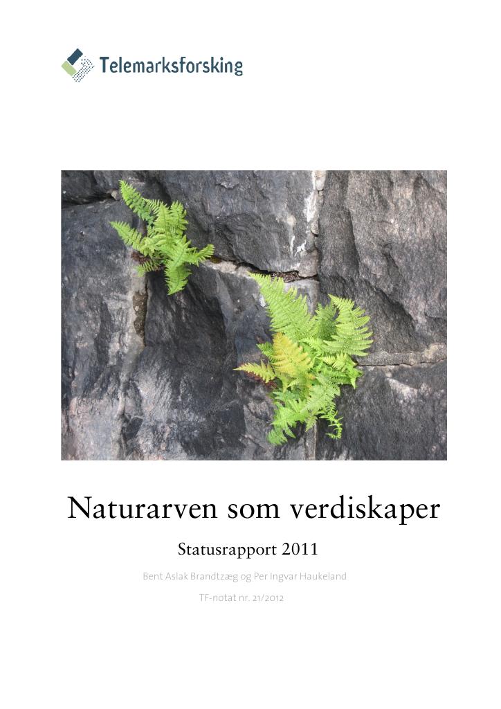 Forsiden av dokumentet Naturarven som verdiskaper